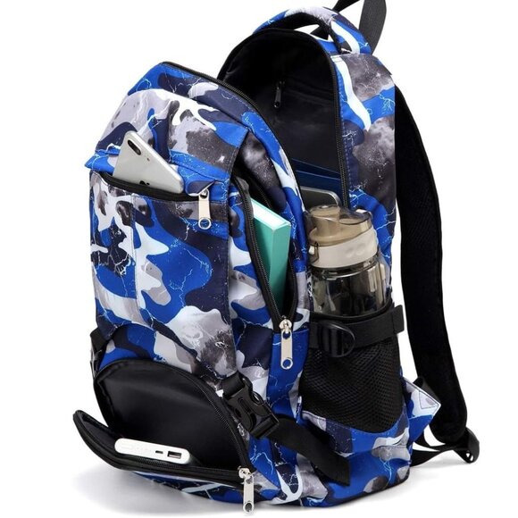 Blue Camouflage Backpack Large Compartment Elementary/Middle School NWOT - Picture 2 of 8